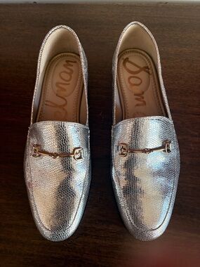 NWOT Sam Edelman Lorraine Bit Loafers | 8.5W | Silver Metallic Leather